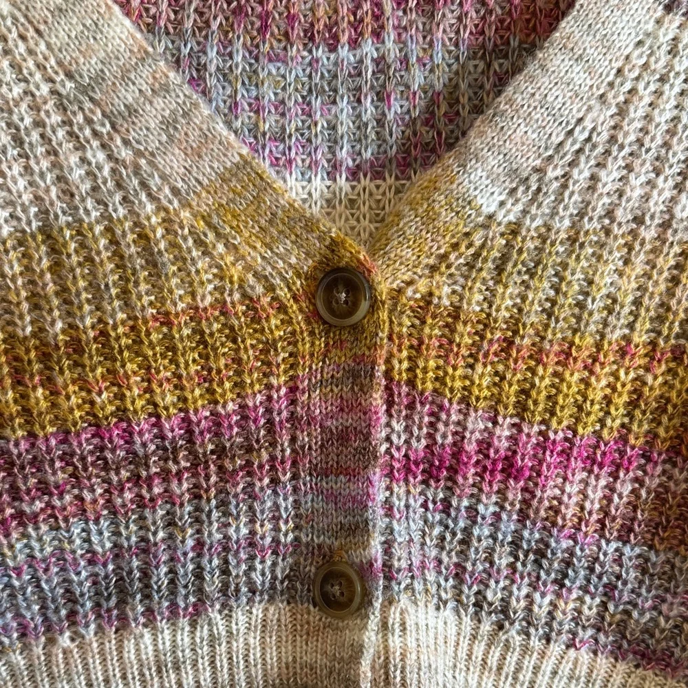 Lucky Brand Multicolor Rainbow Stripe Cropped Cardigan Sweater XS - Picture 5 of 8